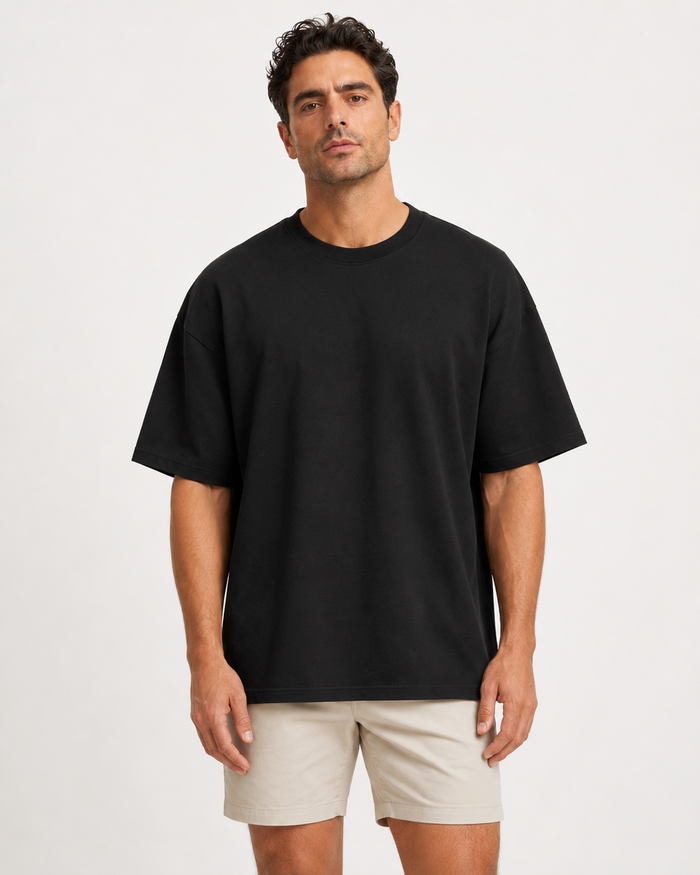 240 GSM Bio Washed Black Oversized T-Shirt