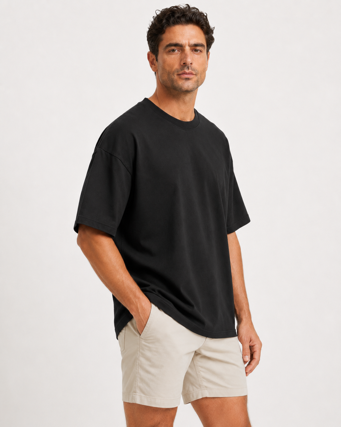 240 GSM Bio Washed Black Oversized T-Shirt