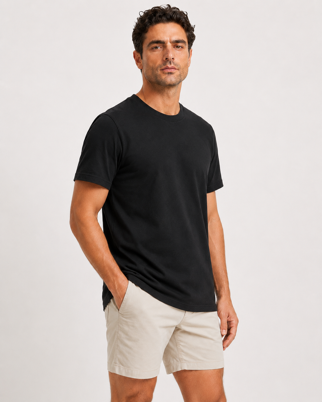 180 GSM Bio Washed Black Plain T-Shirt