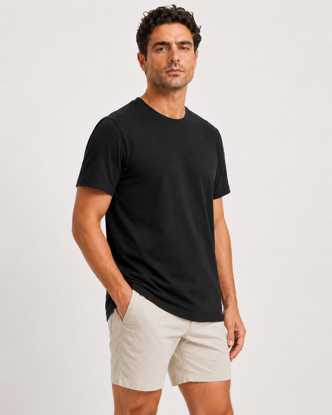180 GSM Bio Washed Black Plain T-Shirt
