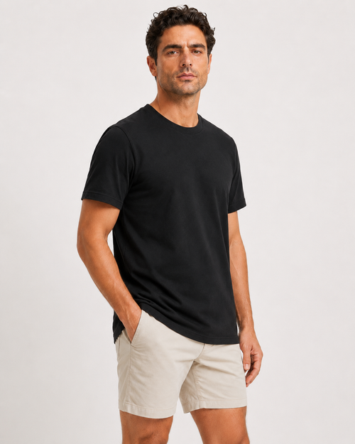 180 GSM Bio Washed Black Plain T-Shirt